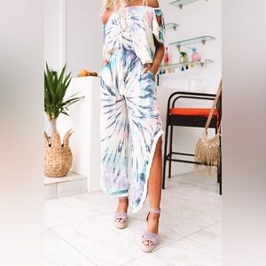 TIE DYE HIGH SPLIT PANTS SIZE L